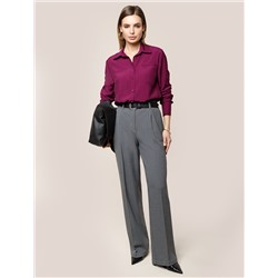 Брюки-палаццо из фактурной черно-серой поливискозы с эластаном