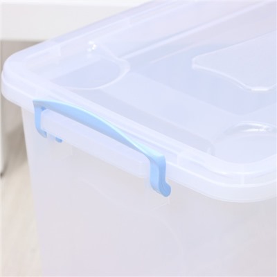 Контейнер для хранения с крышкой, 35 л, 50×31×28 см, на колёсах, прозрачный, ручки МИКС