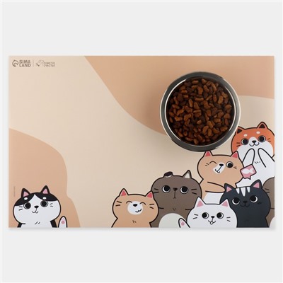 Коврик под миску «Милые котята», 43×28 см