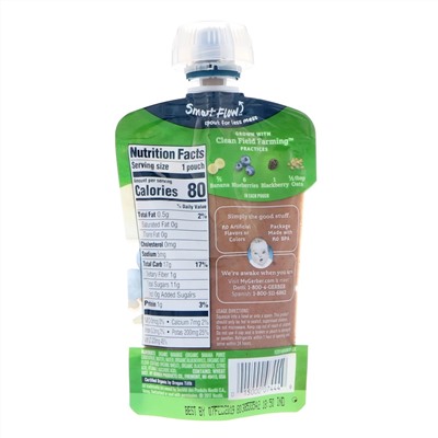 Gerber, Smart Flow, Organic, банан, черника и ежевика с овсянкой, 99 г (3,5 унции)