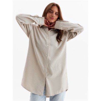 Рубашка женская MINAKU: Velvet Collection, размер 46, серо-бежевая