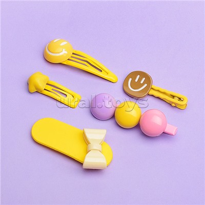 Набор заколок для волос "Смайлики" в пакете