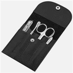 Silver Star Маникюрный набор «МН 05-9» Чёрный 5 предметов натур. кожа на кнопке