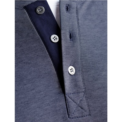 Джемпер хенли из полотна пике с меланжевым плетением с эластаном