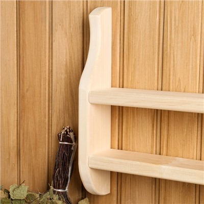 Полка для бани и сауны, 44×39×9 см, деревянная, 2 яруса, «Добропаровъ»