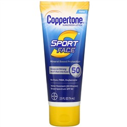Coppertone, Sport Face, Sunscreen Lotion, SPF 50, 2.5 fl oz (74 ml)