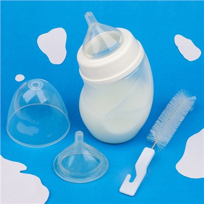 Набор для вскармливания животных DIIL, бутылочка 180 мл, 2 соски и ёршик, микс цветов