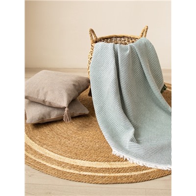 Плед с бахромой SL Home Waffle, 130×180 см, зелёный