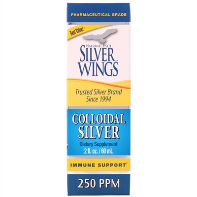 Natural Path Silver Wings, Коллоидное серебро, 250 частей на миллион, 2 жидких унции (60 мл)