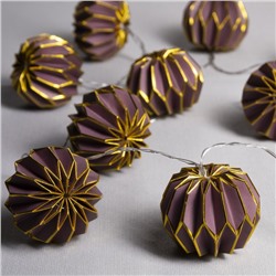 УЦЕНКА Гирлянда «Нить» 2 м с насадками «Фиолетовый фонарик», IP20, прозрачная нить, 10 LED, от батареек AAх2, свечение тёплое белое