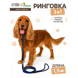 Ринговка для собак, с вертлюгом, 150×0.6 см, синяя/чёрная