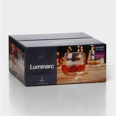 Стаканы для виски Luminarc «Регионы Шотландии», 300 мл, набор 4 шт., стекло, прозрачные