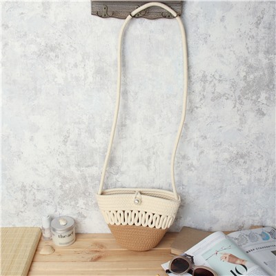 Сумка плетеная 21x15x9 / DW-11 /уп 25/50/коричнево-бежевая