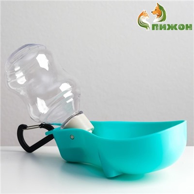 Поилка прогулочная, 300 мл, фигурная, с мягким носиком, пластик, бирюзовая