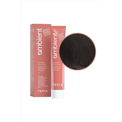 TEFIA Ambient 5.11 Перманентная крем-краска для волос / Светлый брюнет интенсивный пепельный, 60 мл KRISTALLER, 1109789