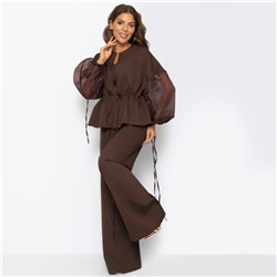 Брючный костюм для эффектных выходов, Серьезная леди (2 в 1, брауни, нью)