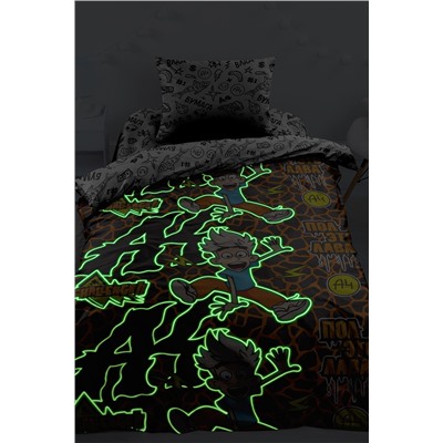 КПБ 1.5 поплин "Влад А4 Бумага" Neon (70х70) рис. 16525-1/16516-1 Пол это лава (блонд)