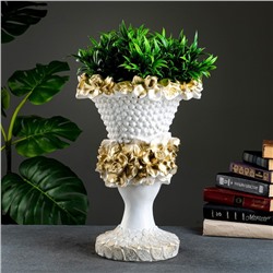 Вазон для цветов «Кубок», 1.8 л, 45×35 см, гипс, белый, золотистый