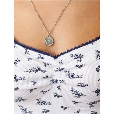 Футболка с фигурным вырезом каре из эластичного трикотажа кашкорсе