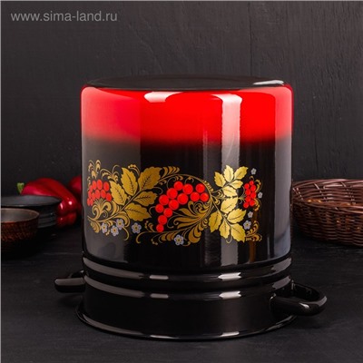 Кастрюля эмалированная, 12 л, d=24 см, цилиндрическая, цвет красно-чёрный