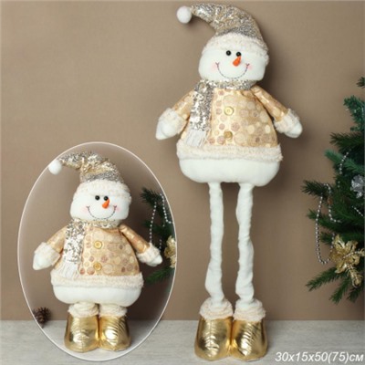 Новогоднее украшение Снеговик на телескопических ножках 55/74 см / RE2022 /уп 36/LED подсветка
