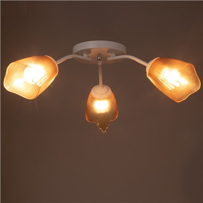 Люстра «Оникс» BayerLux 3×15 Вт E27, белый-коричневый, 50×50×15 см