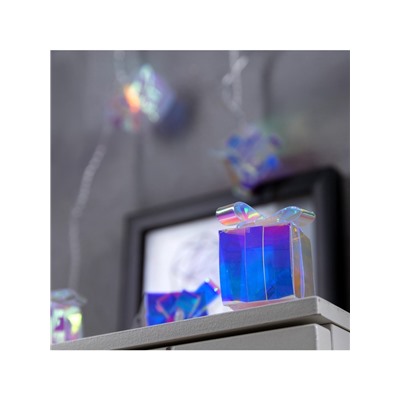 Гирлянда «Нить» 2.5 м с насадками «Подарки», IP20, прозрачная нить, 10 LED, свечение белое, 220 В