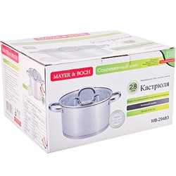 29483 Кастрюля с крышкой 18 см 2,8 л МВ (х8)