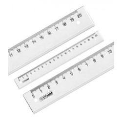 Линейка пластиковая 20 см прозрачная, бесцветная ЛН13 Стамм