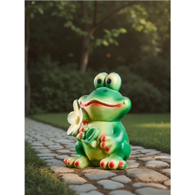Садовая фигура из гипса «Лягушка с ромашкой», 28×25×18 см, МИКС