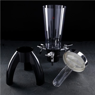 Башня пивная «Ракета», 3 л, колба для льда, 3 крана, пластик, чёрная