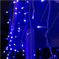 Гирлянда «Бахрома» 4 × 0.6 м, IP44, белая нить, 180 LED, свечение синее, 8 режимов, 220 В