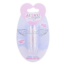 Блестящая помада Lukky Angel Magic Crystal меняющая цвет на розовый, цвет прозрачный с блестками, с ароматом ванили, 3,4 гр, блистер