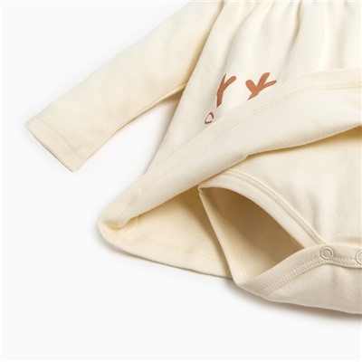 Боди детское - платье «Крошка Я» Mery Xmas, рост 62-68 см, бежевое