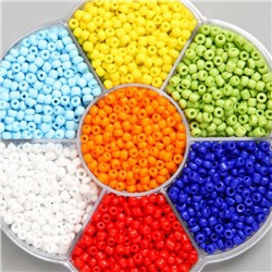 Бисер стекло 12/0 в цветке «Краски» цветной глянец 7 цветов × 8 г 8.2×8.2×2 см