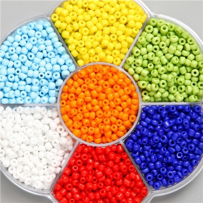 Бисер стекло 12/0 в цветке «Краски» цветной глянец 7 цветов × 8 г 8.2×8.2×2 см