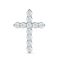 Подвеска из серебра с фианитами родированная - Крест S3117501010