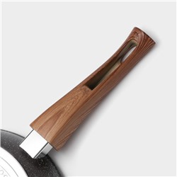 Сковорода Magistro Granit, d=26 см, съёмная ручка soft-touch, антипригарное покрытие, индукция, кованый алюминий, чёрная