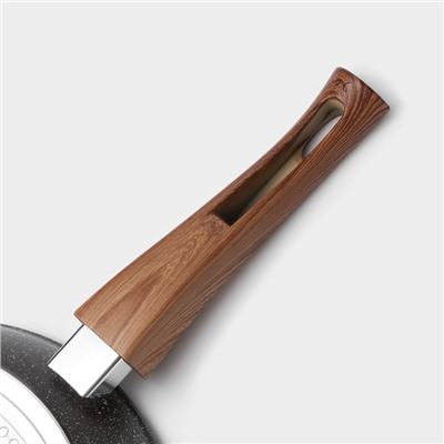 Сковорода Magistro Granit, d=26 см, съёмная ручка soft-touch, антипригарное покрытие, индукция, кованый алюминий, чёрная