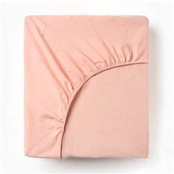 Простыня на резинке 1.5-спальная «Этель», 160×200+25 см, персик, жатый хлопок