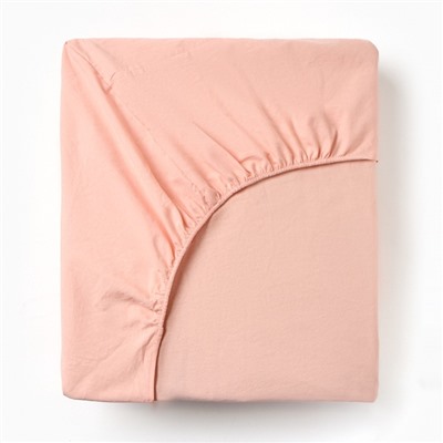 Простыня на резинке 1.5-спальная «Этель», 160×200+25 см, персик, жатый хлопок