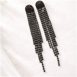 Серьги длинные висячие со стразами "Вечерние", цвет: черный, арт.012.009