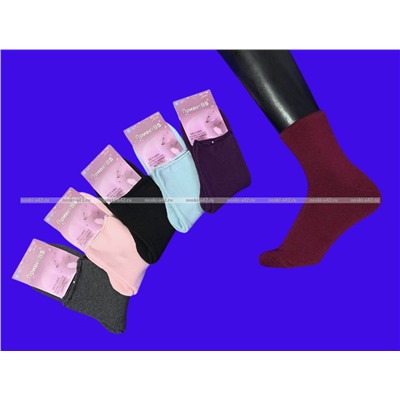 Термоноски женские шерсть + ангора внутри махра со слабой резинкой однотонные