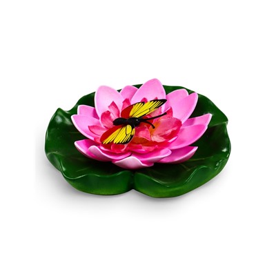 Садовая фигура из полистоуна «Лотос с бабочкой», 10×11×6 см, плавающая