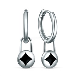 Серьги из серебра с эмалью родированные (2 в 1) С5654р