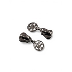 Бегунок для молнии «Трактор», №8, «Снежинка», 10 шт., цвет чёрный никель