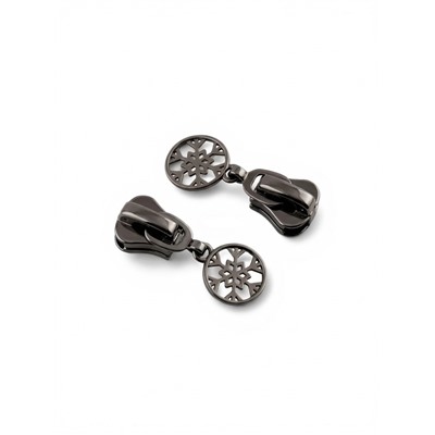 Бегунок для молнии «Трактор», №8, «Снежинка», 10 шт., цвет чёрный никель