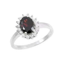 Кольцо из серебра гранат, Амалия