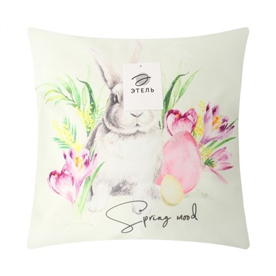 Наволочка декоративная Этель«Пасхальный кролик» 40×40 см, полиэстер, велюр