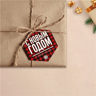 Шильдик на подарок Новый год «С новым счастьем», 6.5×7 см